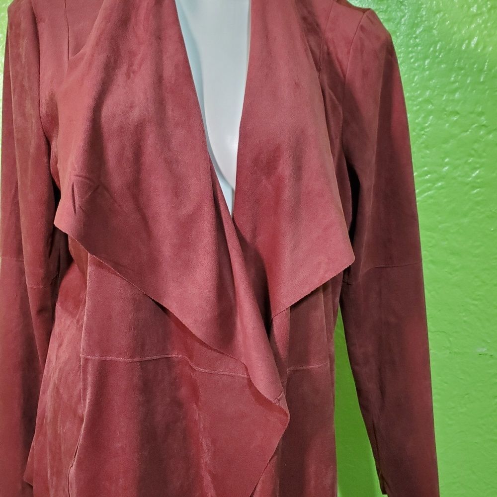 Dressbarn Suede Open Front Draped Jacket Size L - Picture 2 of 8